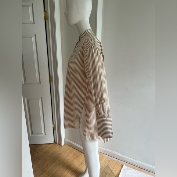Scanlan Theodore Shirt Striped Beige White Long Sleeve Button Down US 4 - Picture 2 of 8